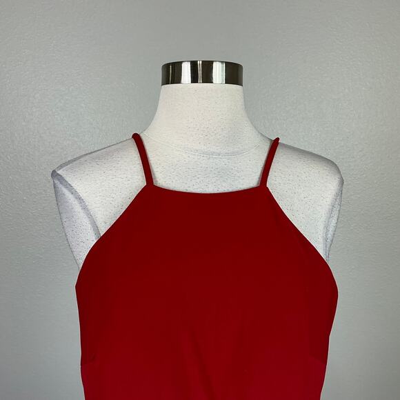 Red Backless Evening Gown Size 10 Nightway Cut Out Thigh Slit Long Formal Dress - Picture 7 of 13